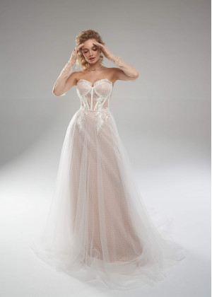 Fabulous Lace Mesh Corset Wedding Dress